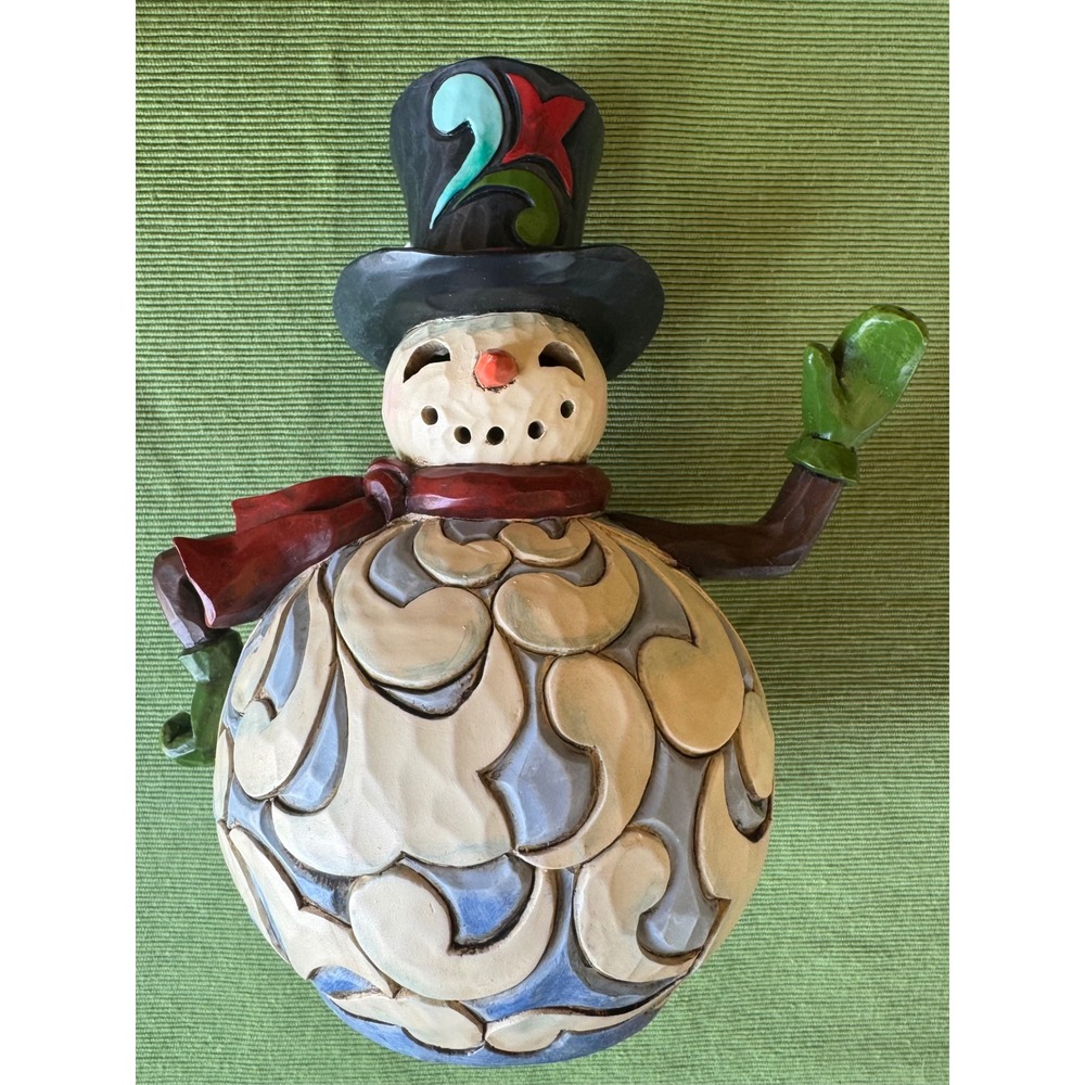 Jim Shore Heartwood Creek 4032483 Light Up Snowman Top Hat Christmas Reitired!